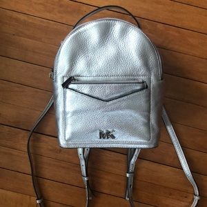 Michael Kors silver mini backpack
